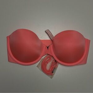 NWT 34C Victoria’s Secret Strapless Underwire lightly lined Bra Coral Pink